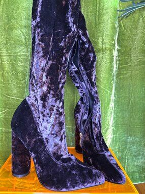 Thigh High Purple Velour High Heeled Boots - Cape Robbin SIZE 6